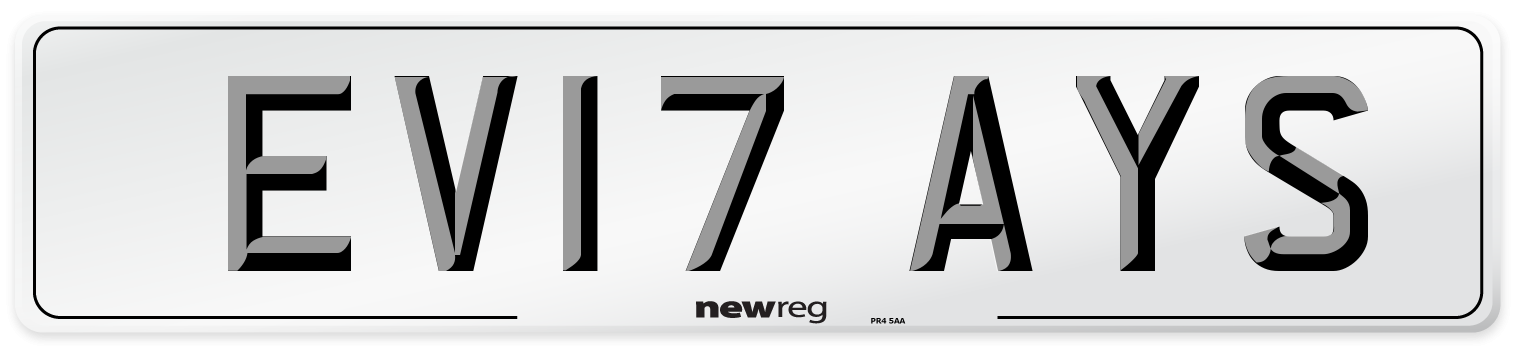 EV17 AYS Number Plate from New Reg